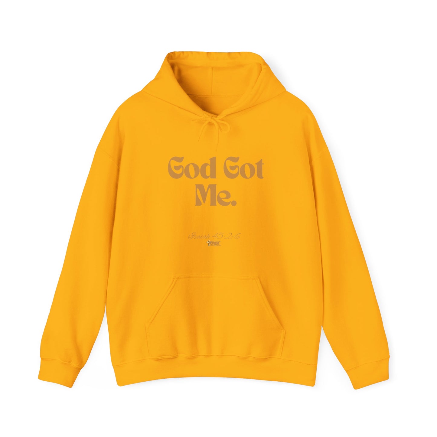 God Got Me Unisex Heavy Blend™ Hoodie, Gold Emblem