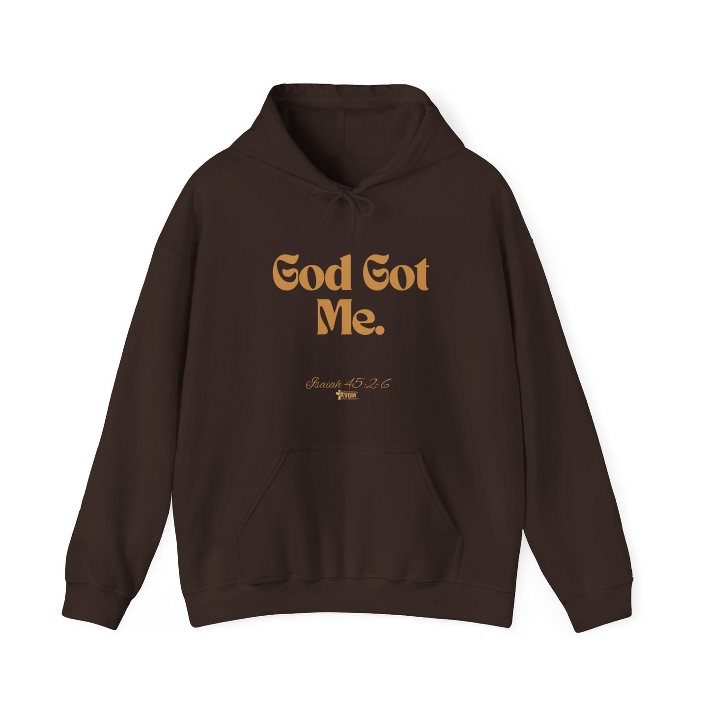 God Got Me Unisex Heavy Blend™ Hoodie, Gold Emblem