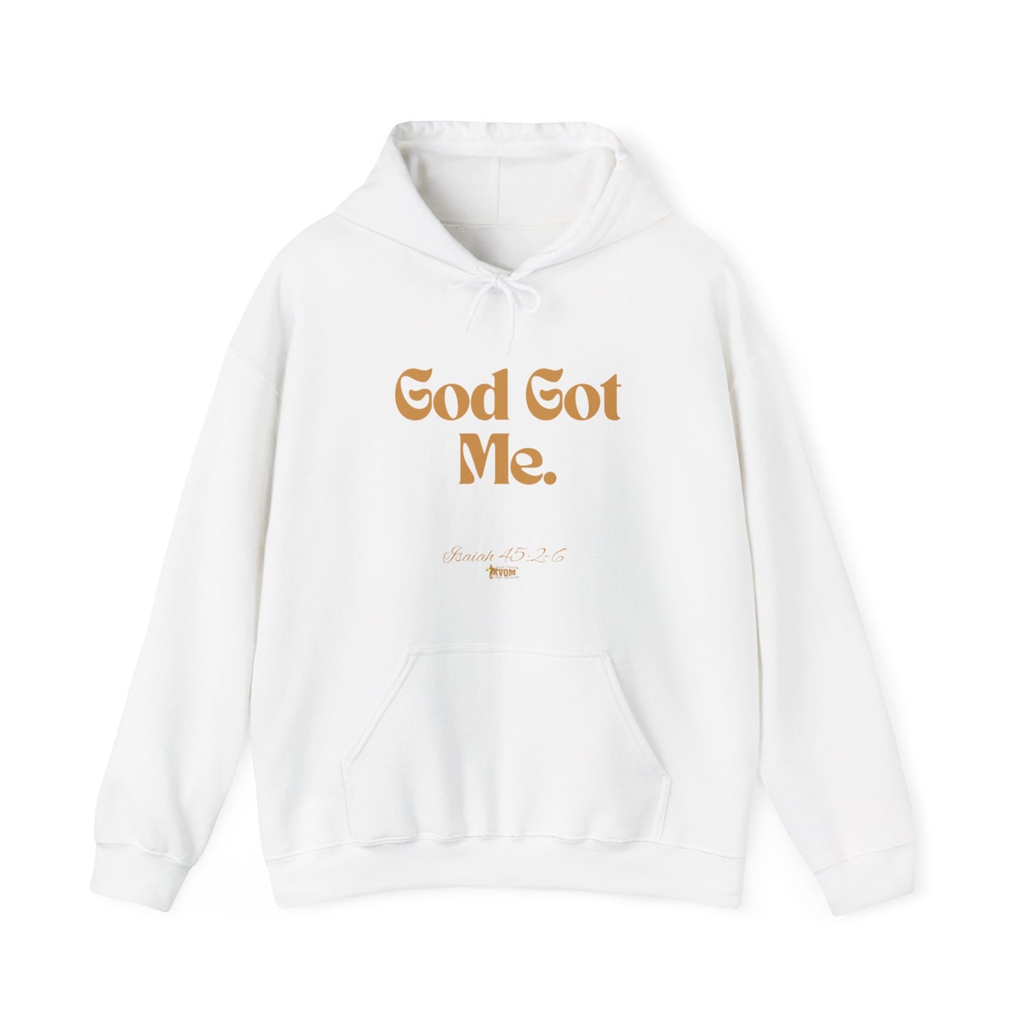 God Got Me Unisex Heavy Blend™ Hoodie, Gold Emblem