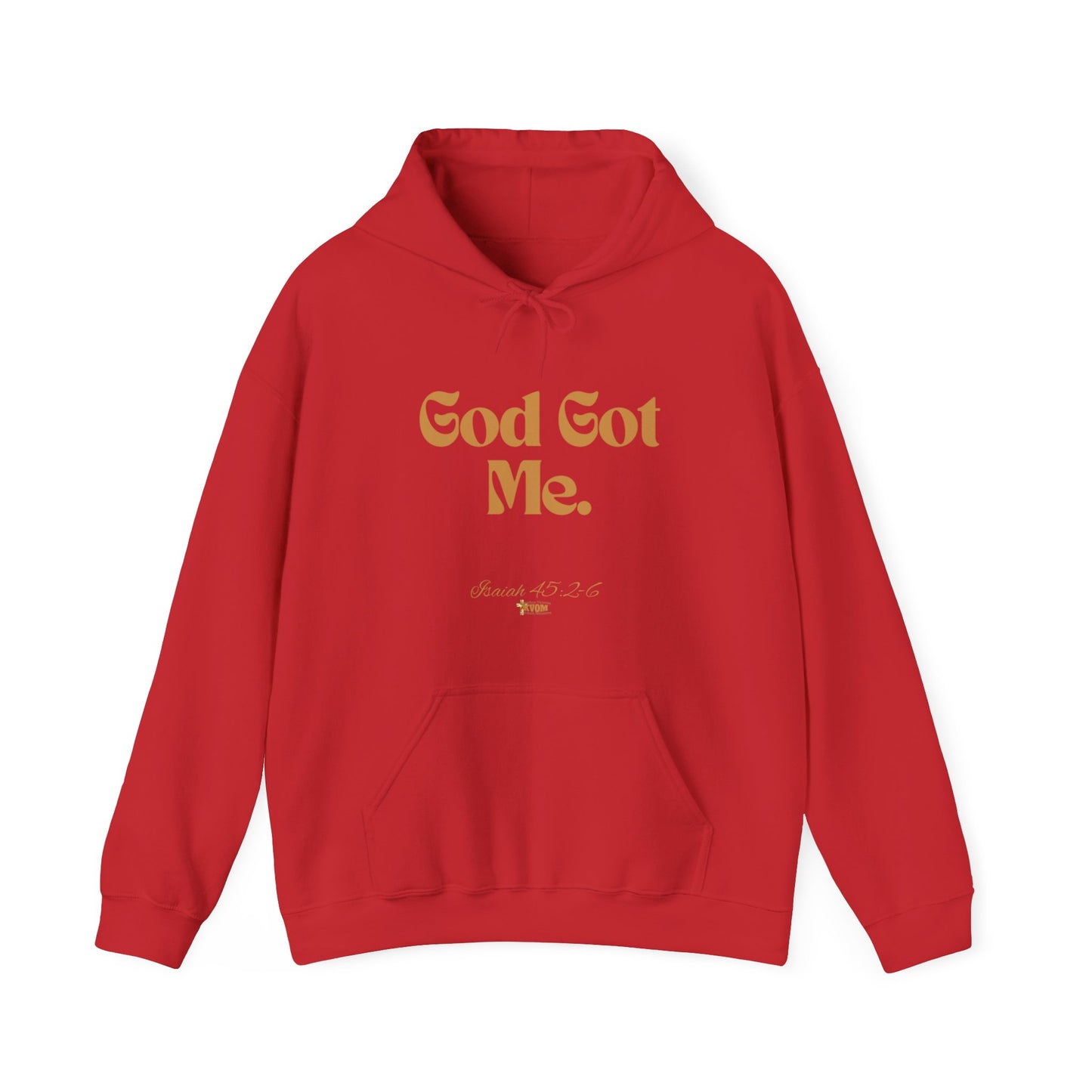 God Got Me Unisex Heavy Blend™ Hoodie, Gold Emblem