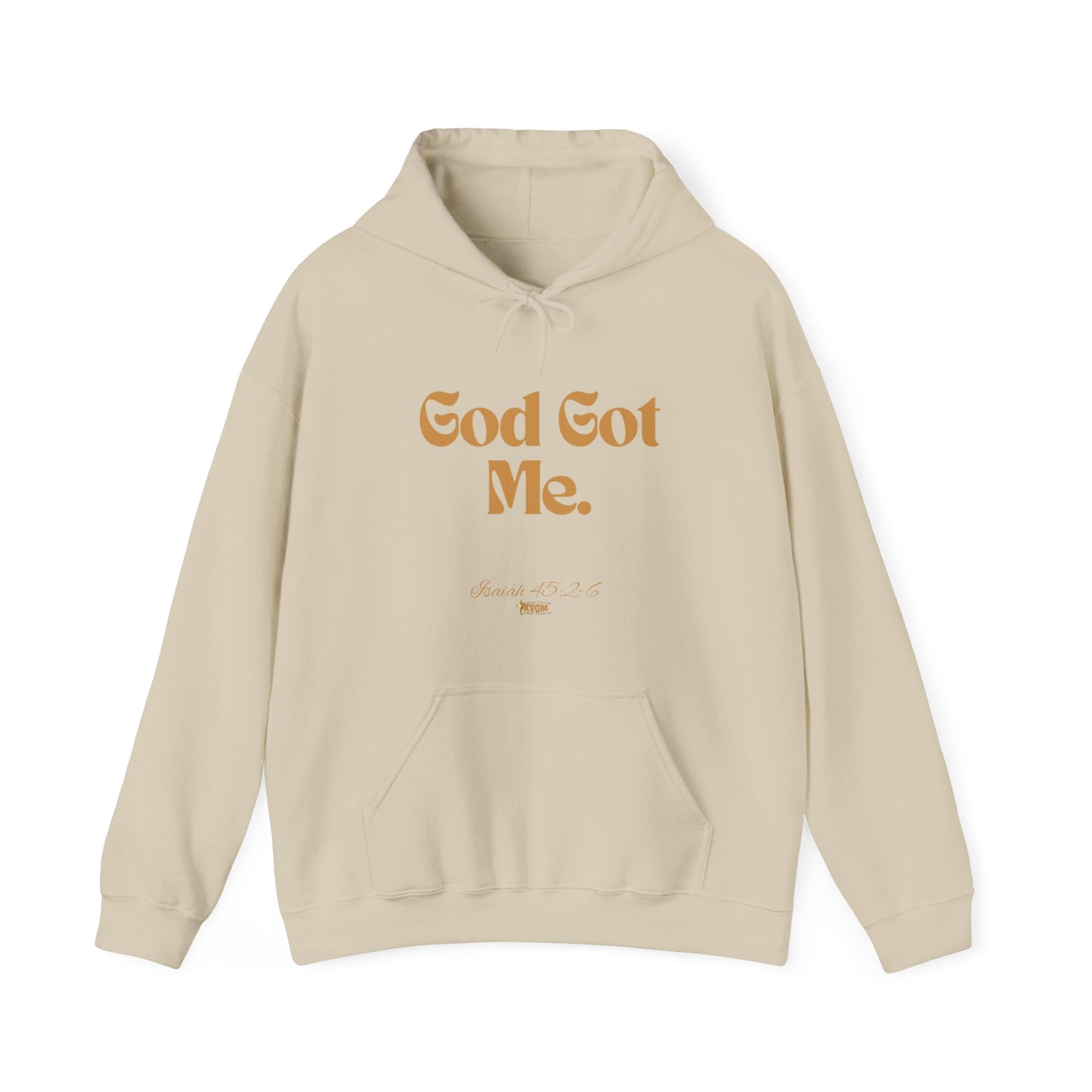 God Got Me Unisex Heavy Blend™ Hoodie, Gold Emblem