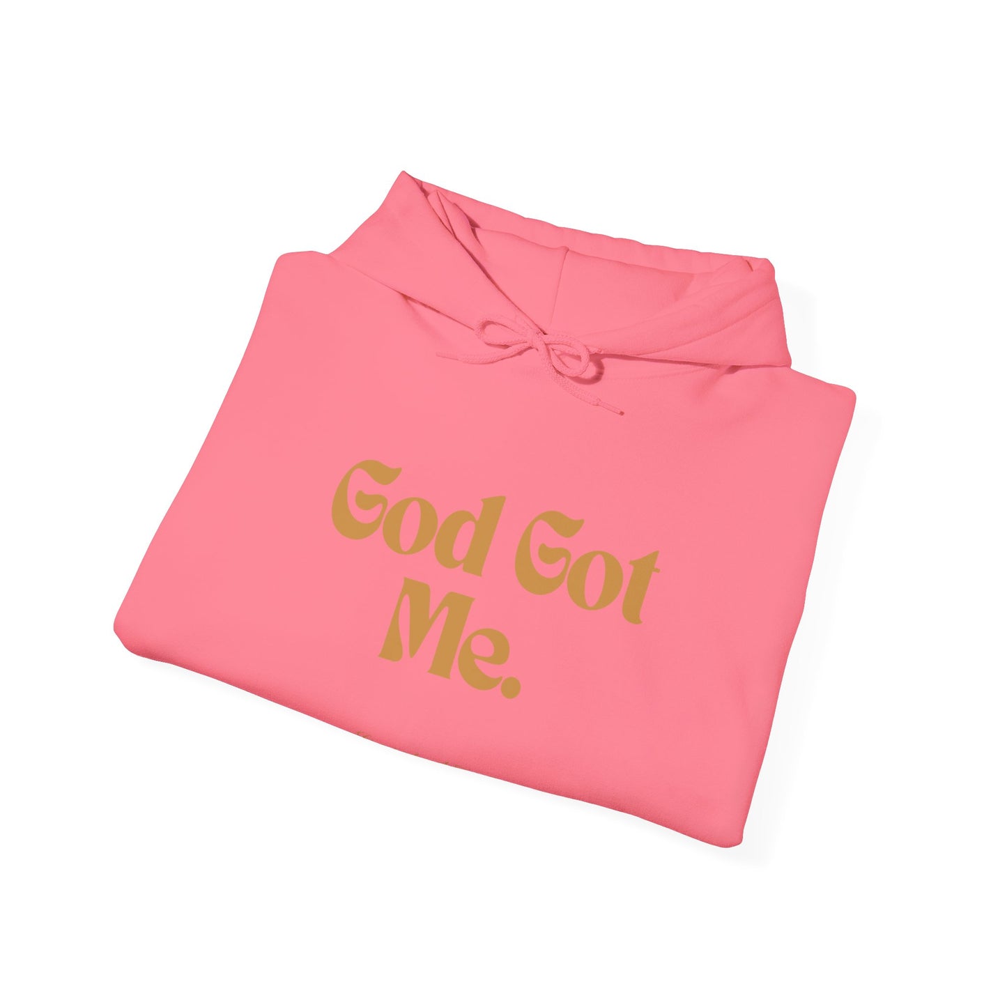 God Got Me Unisex Heavy Blend™ Hoodie, Gold Emblem