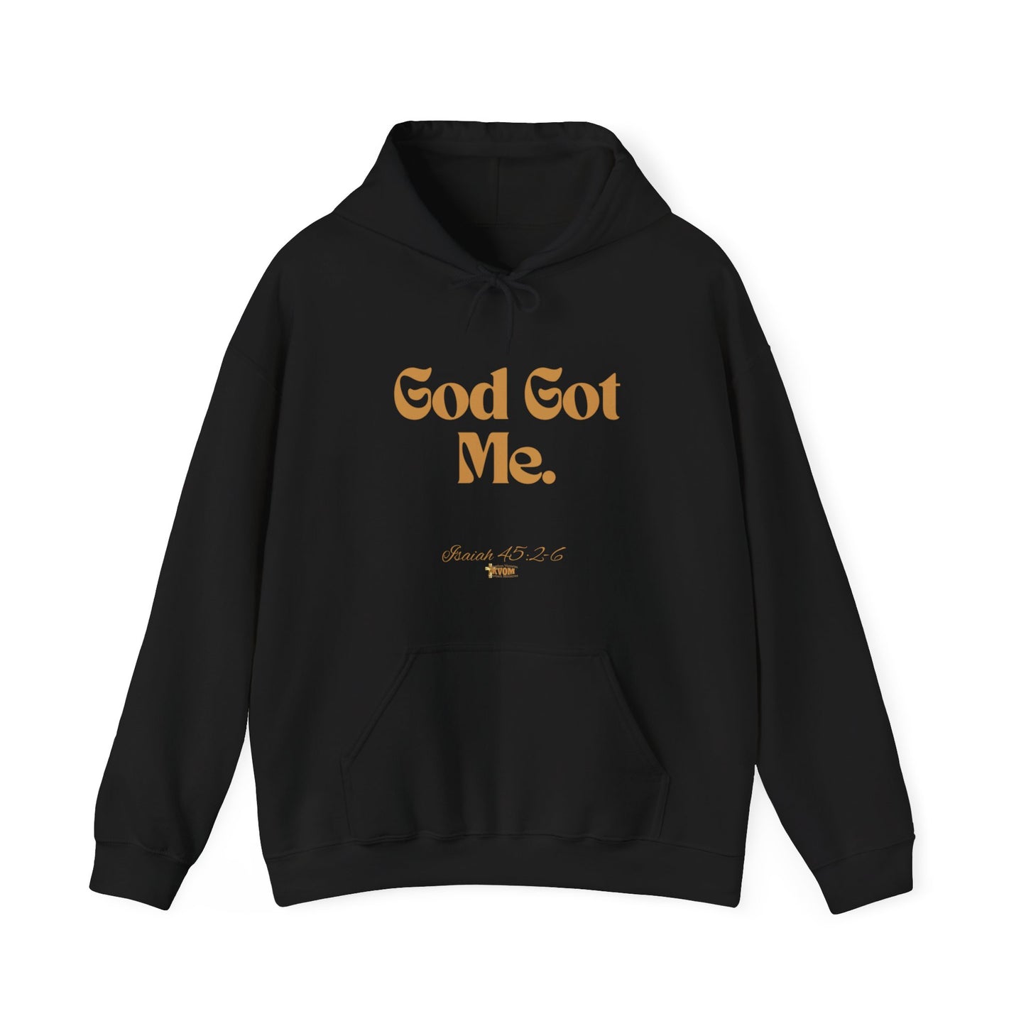 God Got Me Unisex Heavy Blend™ Hoodie, Gold Emblem