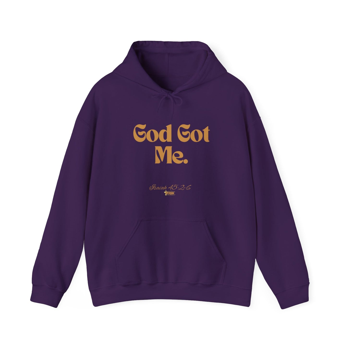 God Got Me Unisex Heavy Blend™ Hoodie, Gold Emblem