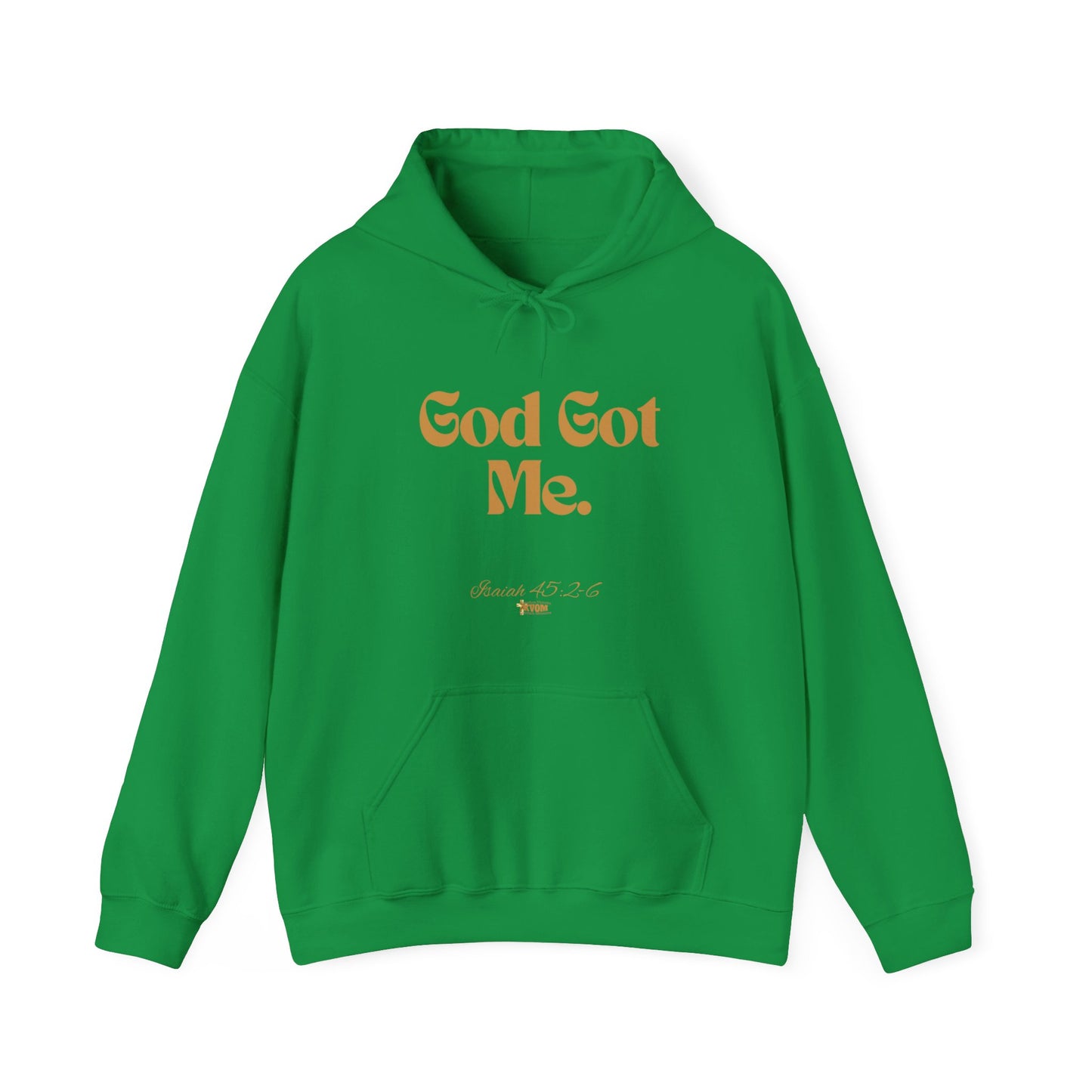 God Got Me Unisex Heavy Blend™ Hoodie, Gold Emblem