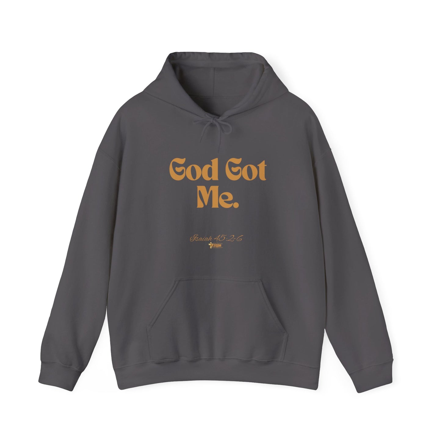 God Got Me Unisex Heavy Blend™ Hoodie, Gold Emblem