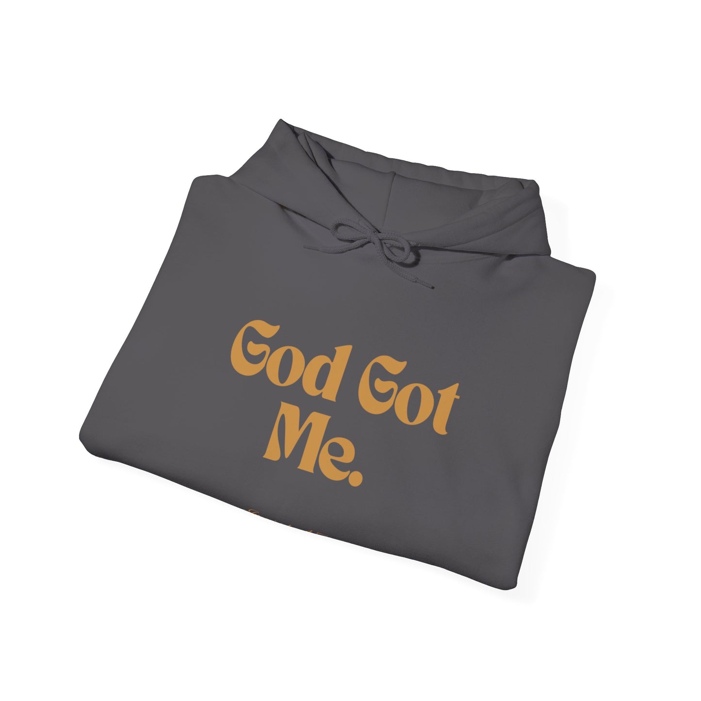 God Got Me Unisex Heavy Blend™ Hoodie, Gold Emblem