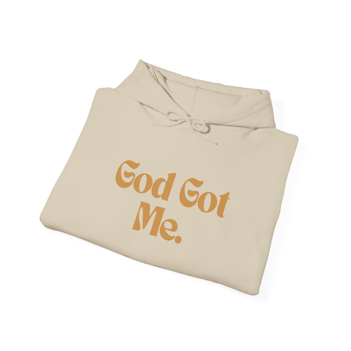 God Got Me Unisex Heavy Blend™ Hoodie, Gold Emblem