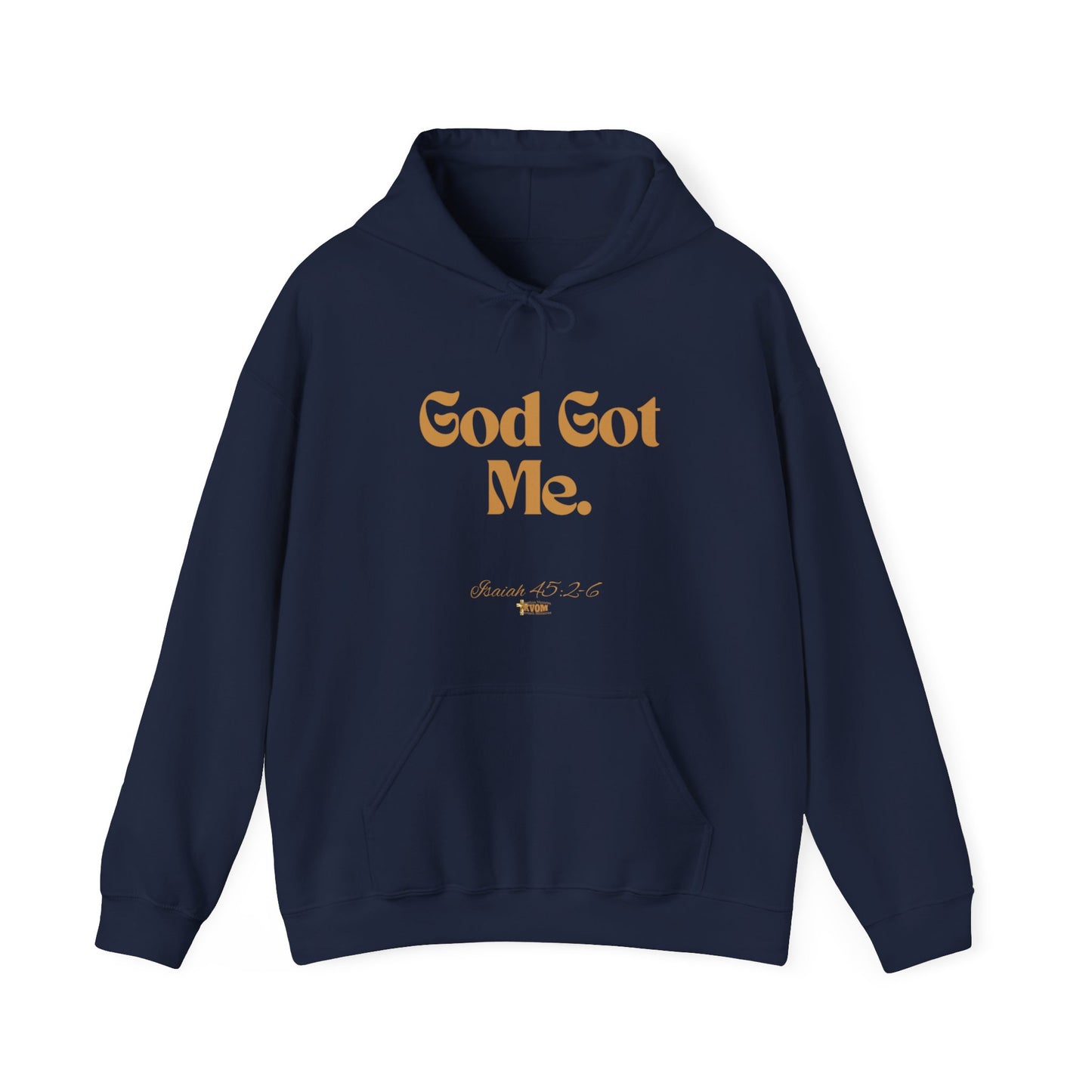 God Got Me Unisex Heavy Blend™ Hoodie, Gold Emblem